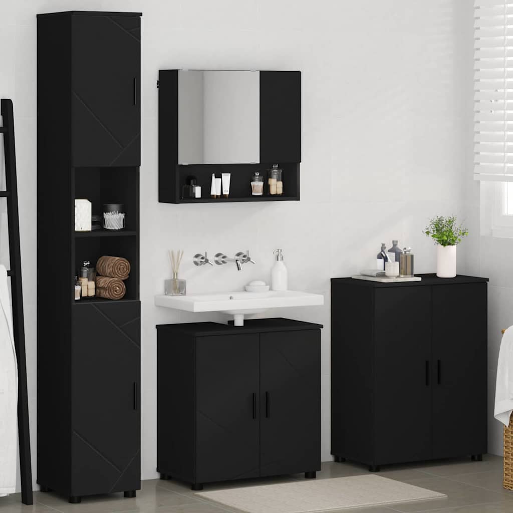 Baderomsmøbelsett Veggmontert 4 pcs Svart 61 x 35 x 64 cm