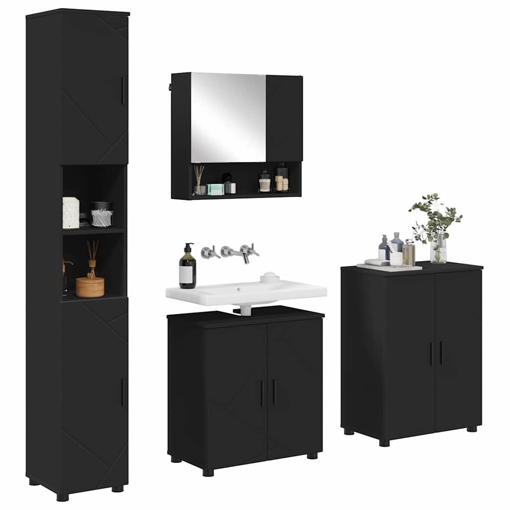 Baderomsmøbelsett Veggmontert 4 pcs Svart 61 x 35 x 64 cm