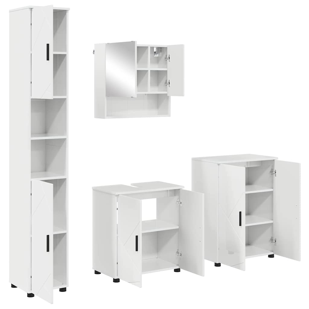Baderomsmøbelsett 4 pcs Høyglans Hvit 61 x 35 x 64 cm