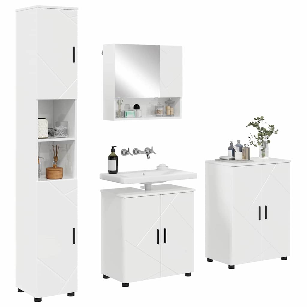 Baderomsmøbelsett 4 pcs Høyglans Hvit 61 x 35 x 64 cm