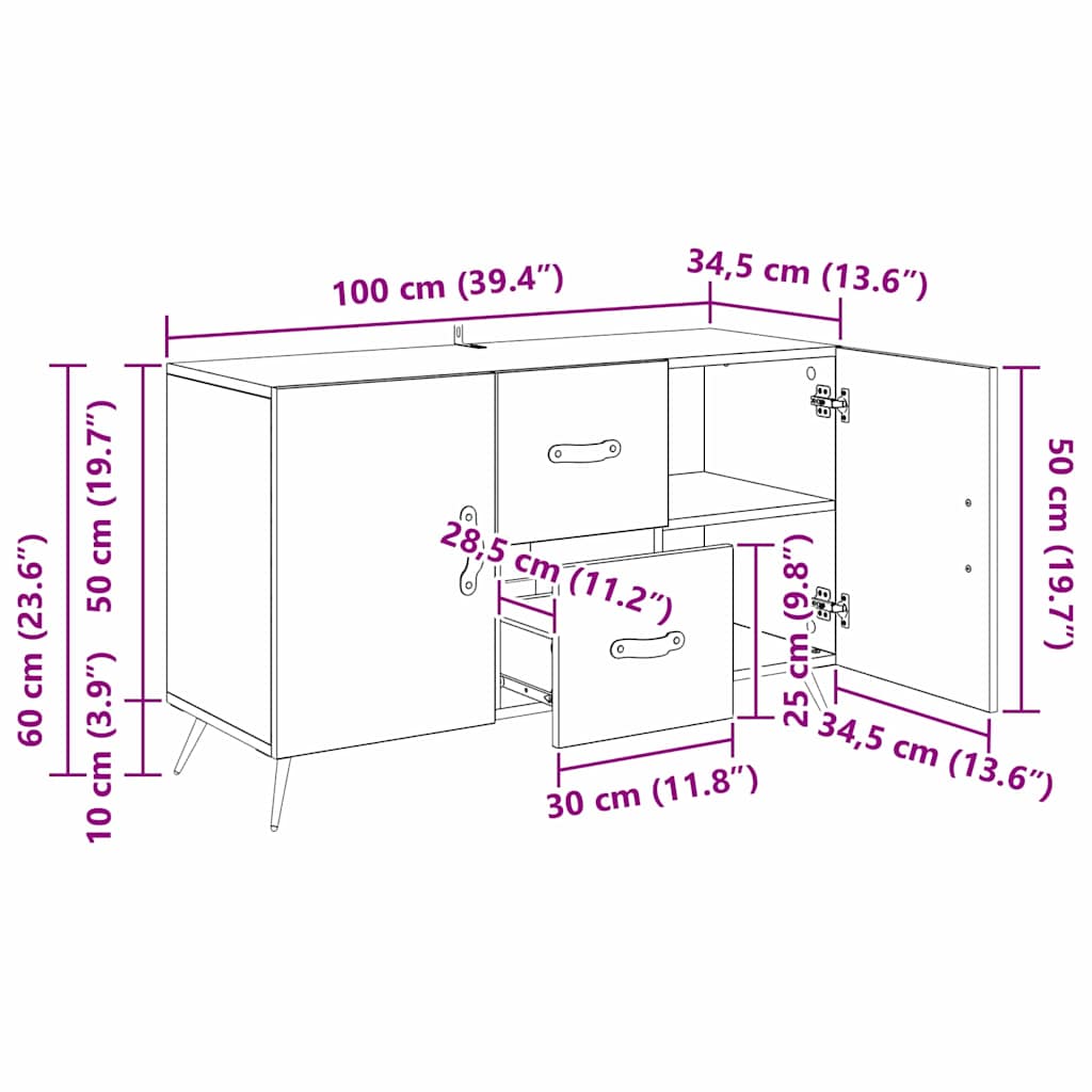 Skjenk Gammelt Tre med skuff 100 x 36 x 60 cm
