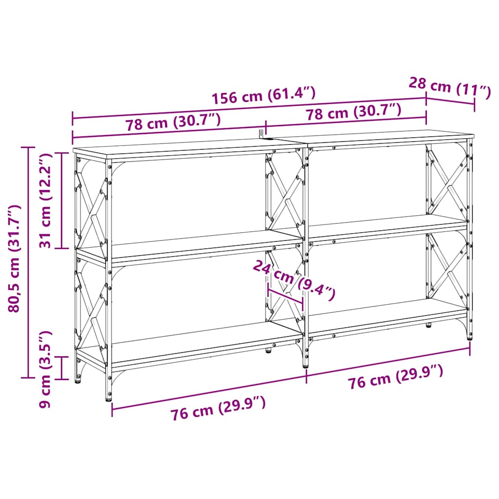 Avlastningsbord Konsollbord Artisan Eik 156 x 28 x 80,5 cm