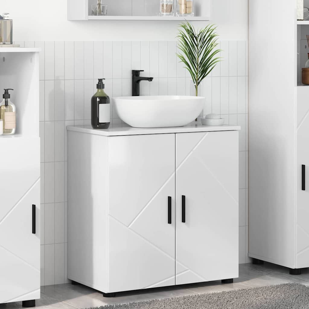 Baderomsskap Høyglans hvit 61 x 35 x 64 cm Konstruert tre