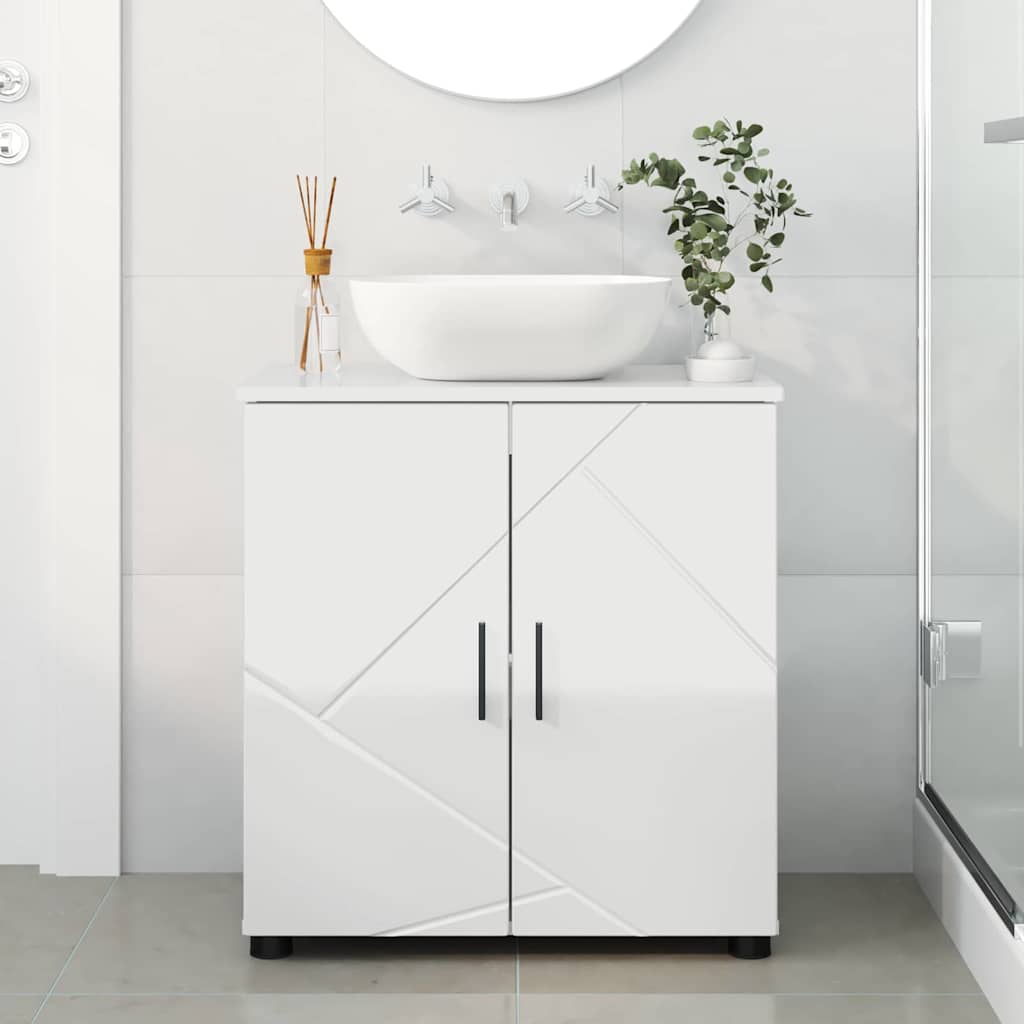 Baderomsskap Høyglans hvit 61 x 35 x 64 cm Konstruert tre