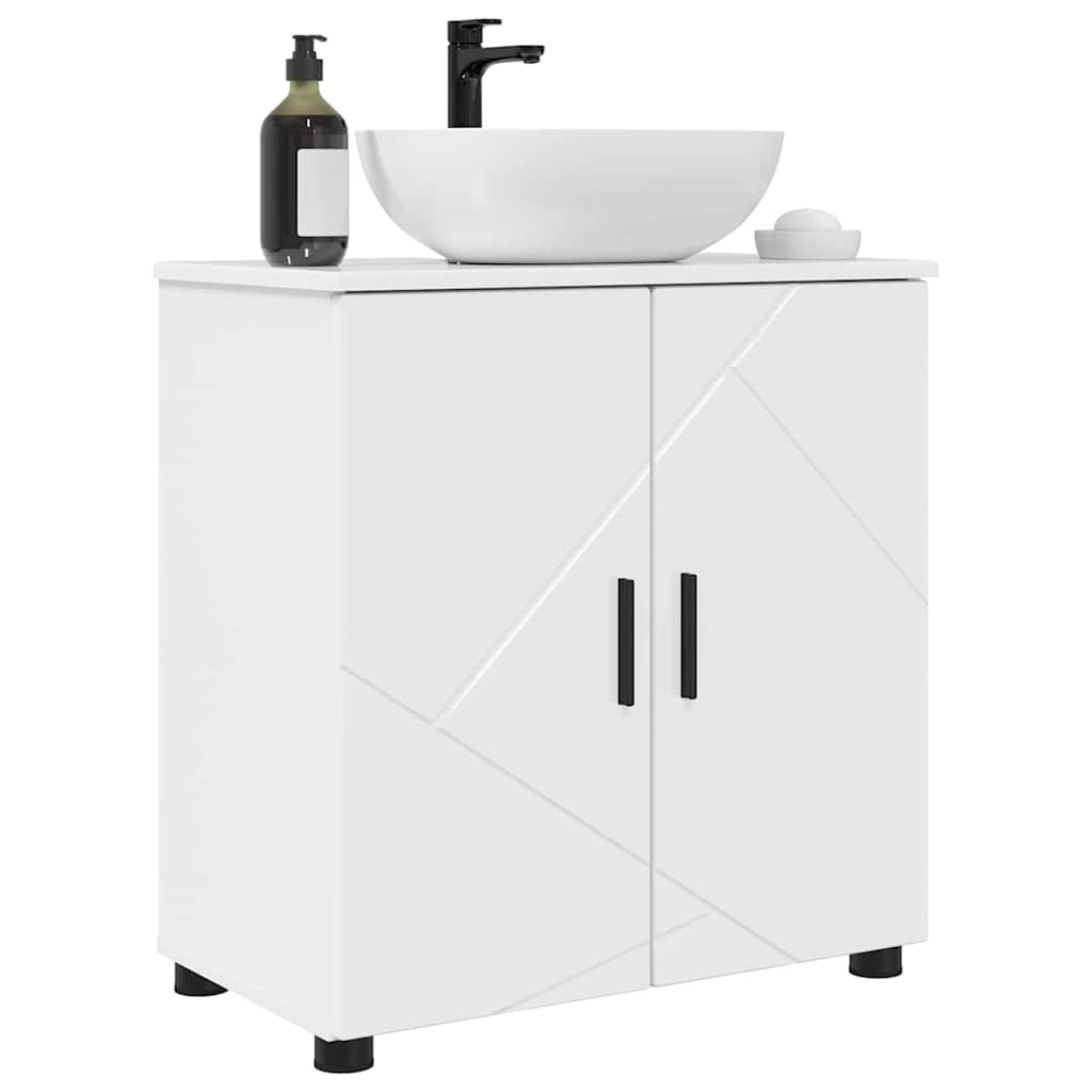 Baderomsskap Høyglans hvit 61 x 35 x 64 cm Konstruert tre