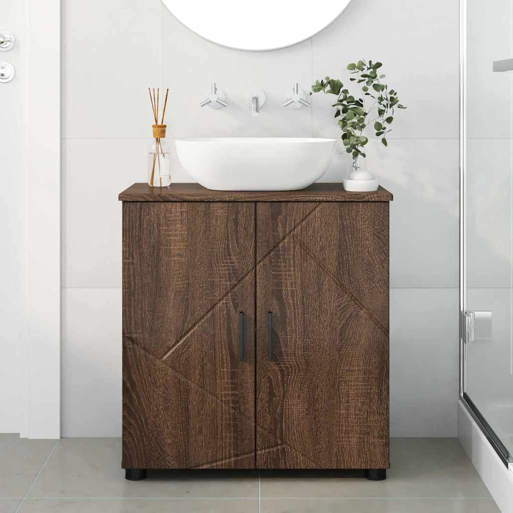 Baderomsskap med hylle brun eik 61 x 35 x 64 cm Konstruert tre