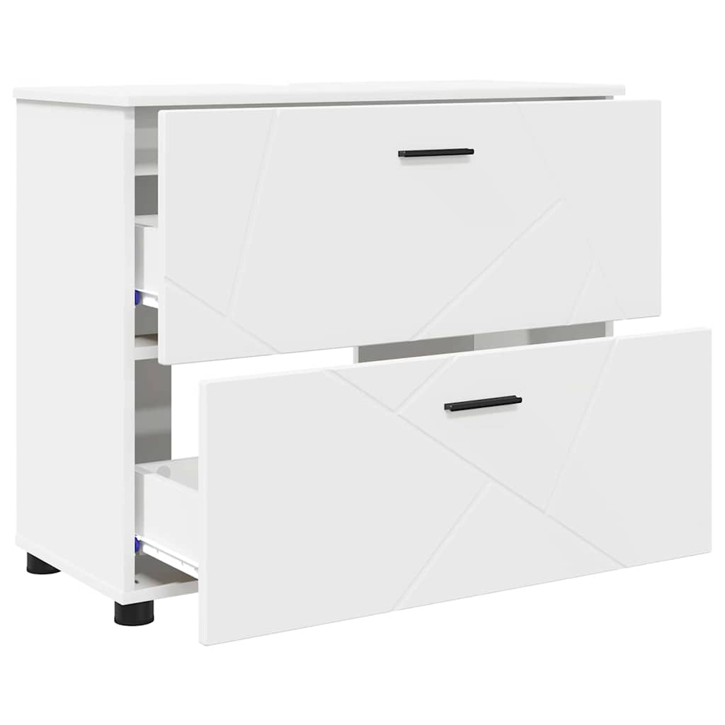 Baderomsskap med skuff Hvit 76.5 x 35 x 64 cm Konstruert tre