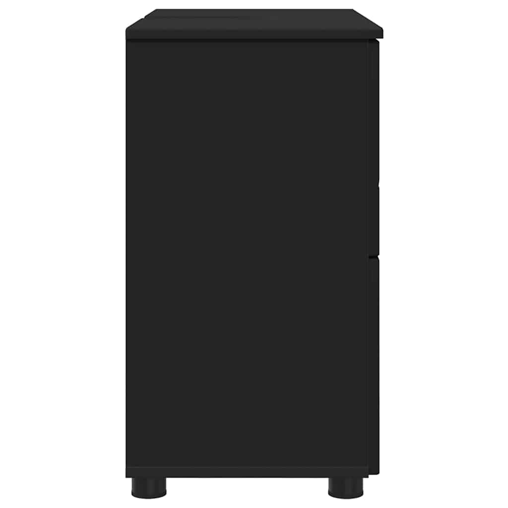 Baderomsskap med skuff Svart 76.5 x 35 x 64 cm Konstruert tre