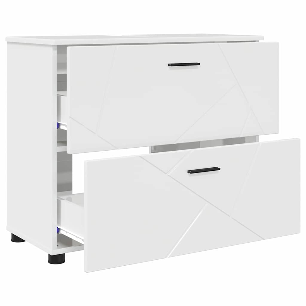Baderomsskap Høyglans hvit 76.5 x 35 x 64 cm Konstruert tre
