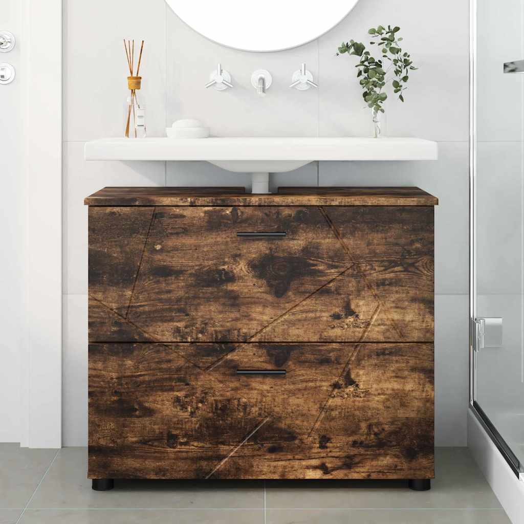 Baderomsskap Røkt eik 76.5 x 35 x 64 cm Konstruert tre