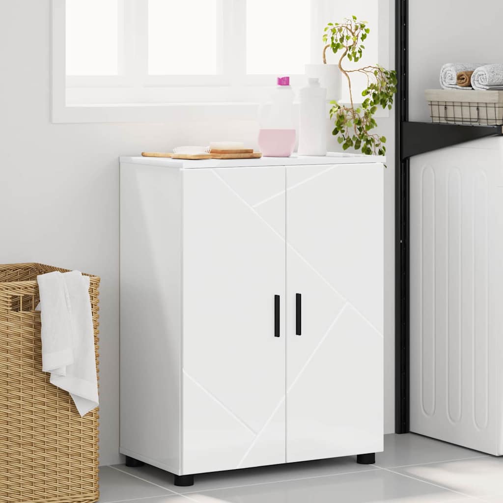 Baderomsskap Høyglans hvit 60 x 35 x 80 cm Konstruert tre