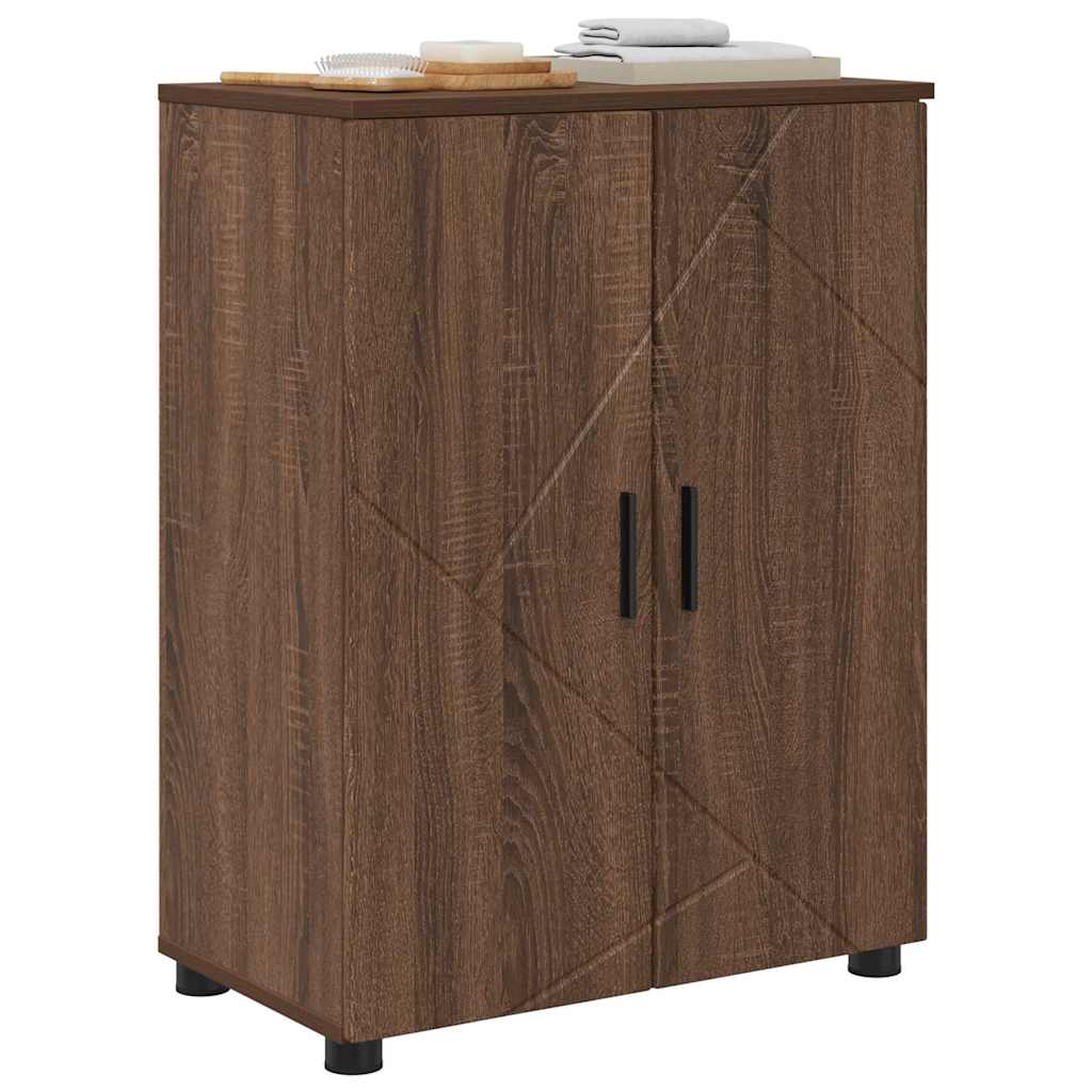 Baderomsskap med hylle brun eik 60 x 35 x 80 cm Konstruert tre