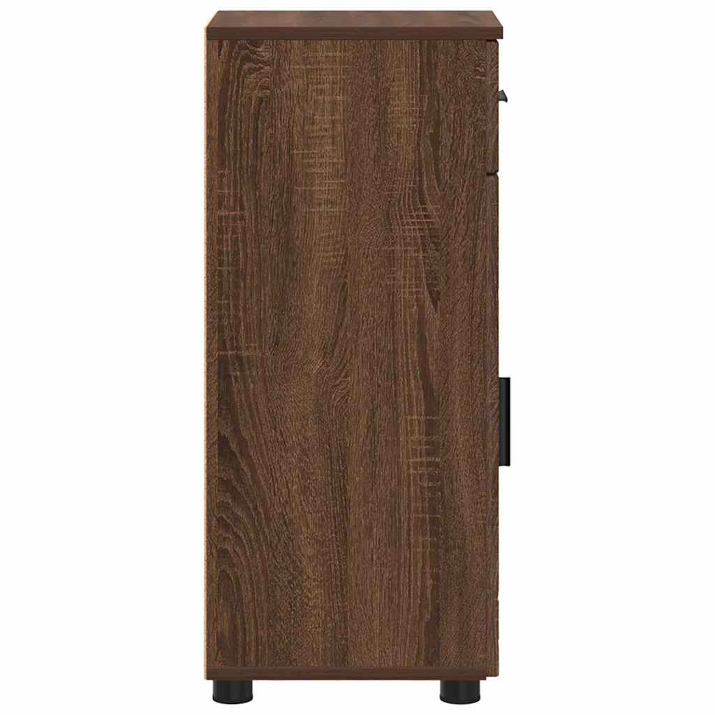 Baderomsskap med skuff brun eik 30 x 35 x 80 cm Konstruert tre
