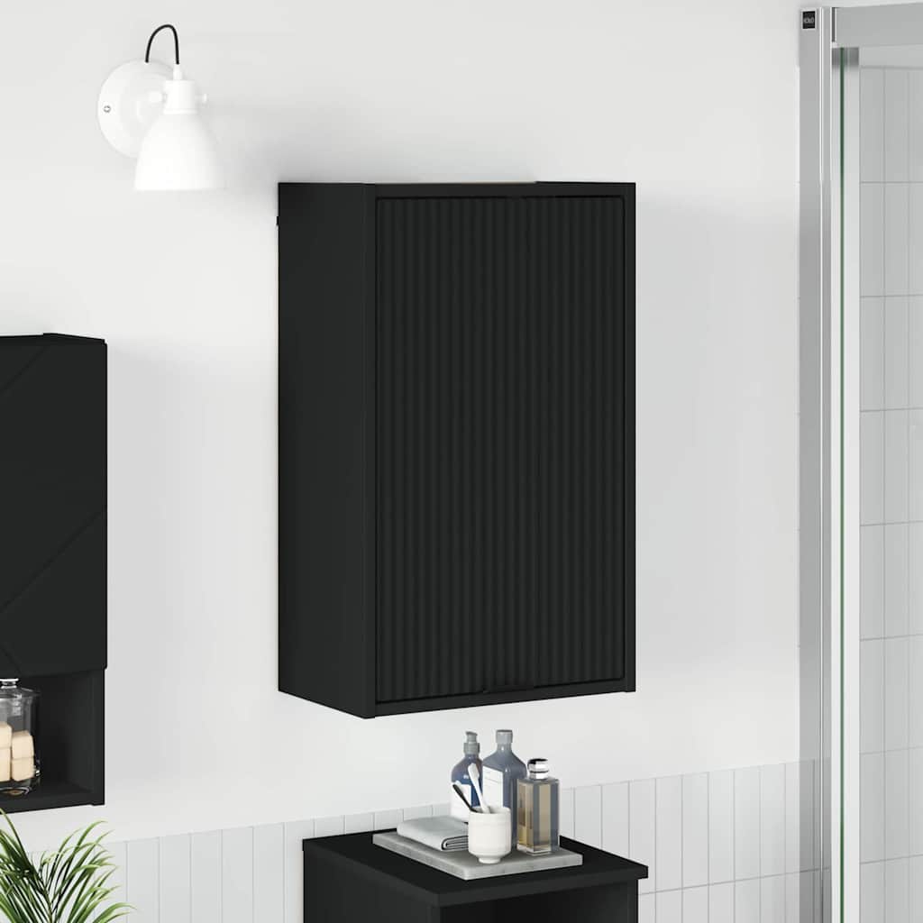 Baderomsskap Veggmontert Svart 39 x 23.5 x 65 cm Konstruert tre
