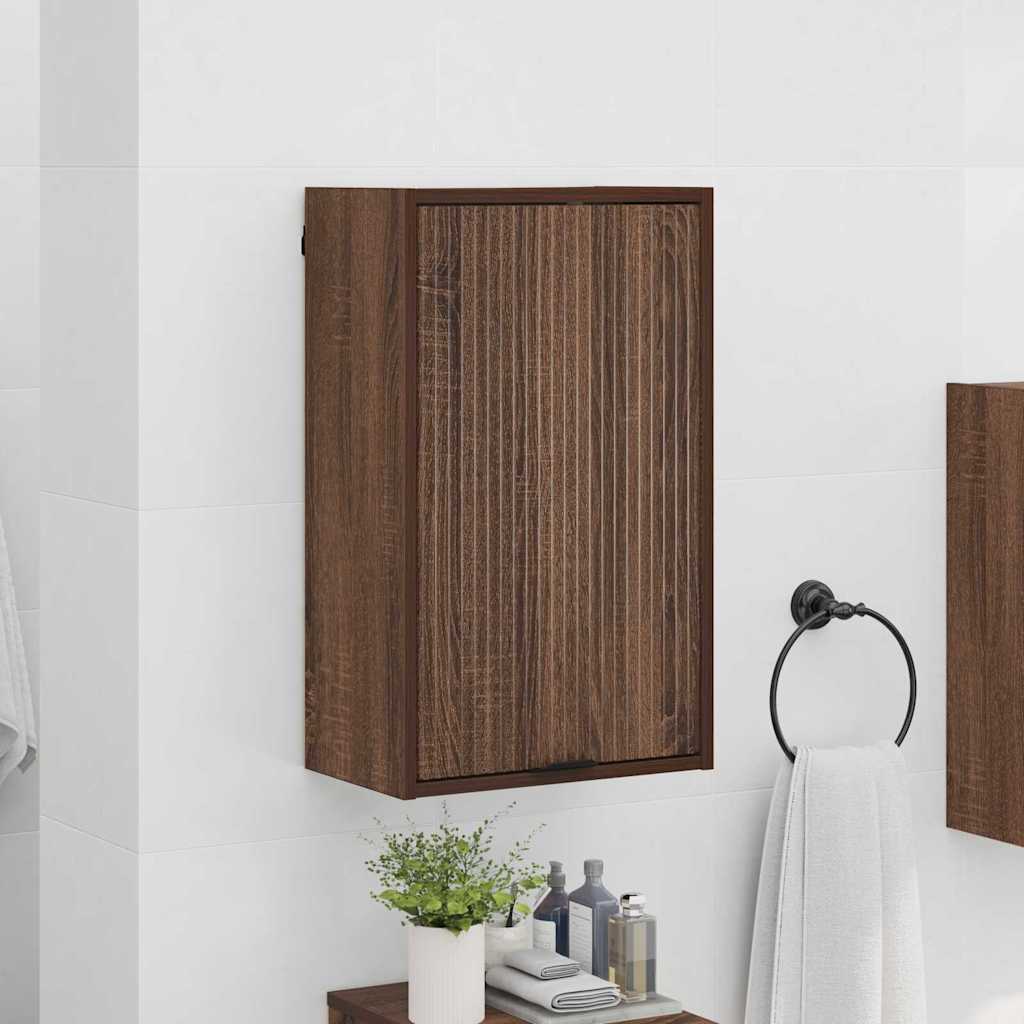 Baderomsskap med dør brun eik 39 x 23.5 x 65 cm Konstruert tre