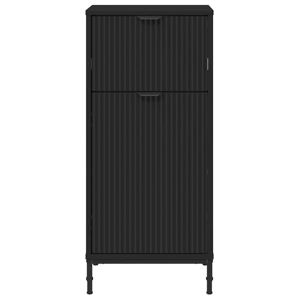 Baderomsskap med skuff Svart 39.5 x 36 x 88 cm Konstruert tre
