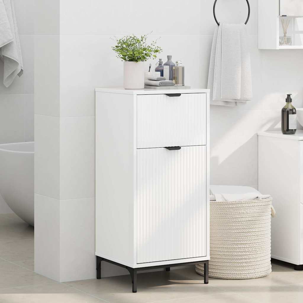 Baderomsskap Høyglans hvit 39.5 x 36 x 88 cm Konstruert tre