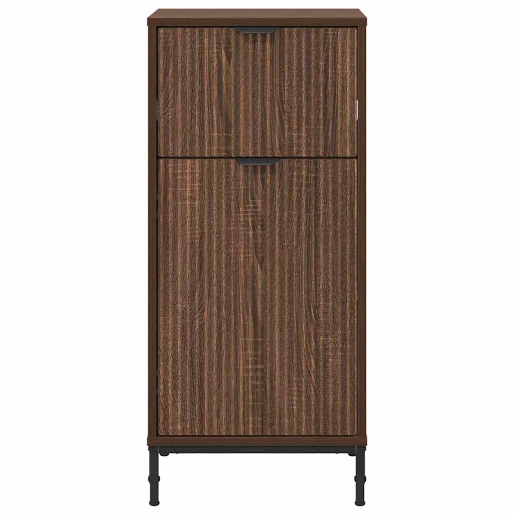 Baderomsskap med dør brun eik 39.5 x 36 x 88 cm Konstruert tre