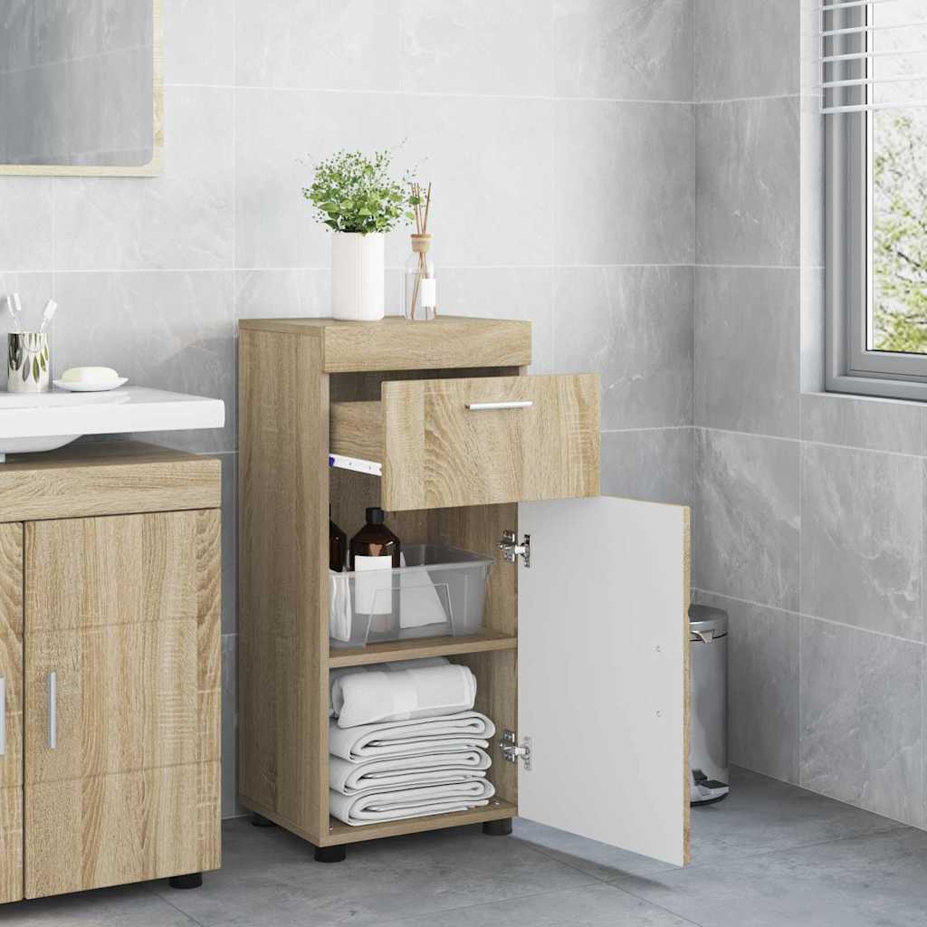 Baderomsskap Sonoma eik 37 x 31.5 x 82 cm Konstruert tre
