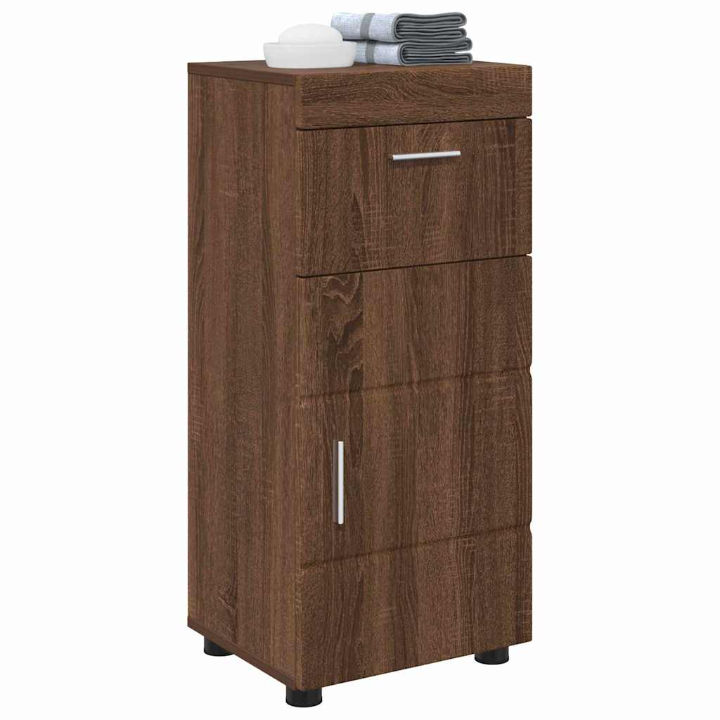 Baderomsskap med dør brun eik 37 x 31.5 x 82 cm Konstruert tre
