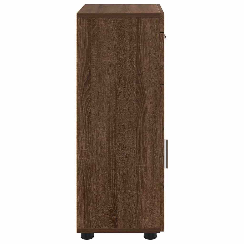 Baderomsskap med dør brun eik 37 x 31.5 x 82 cm Konstruert tre