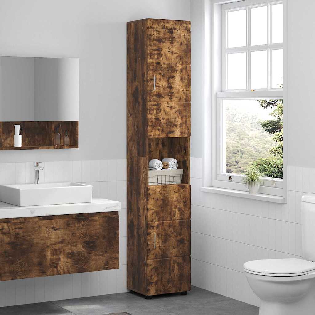 Baderomsskap TULUM Røkt eik 37 x 31.5 x 203 cm Konstruert tre