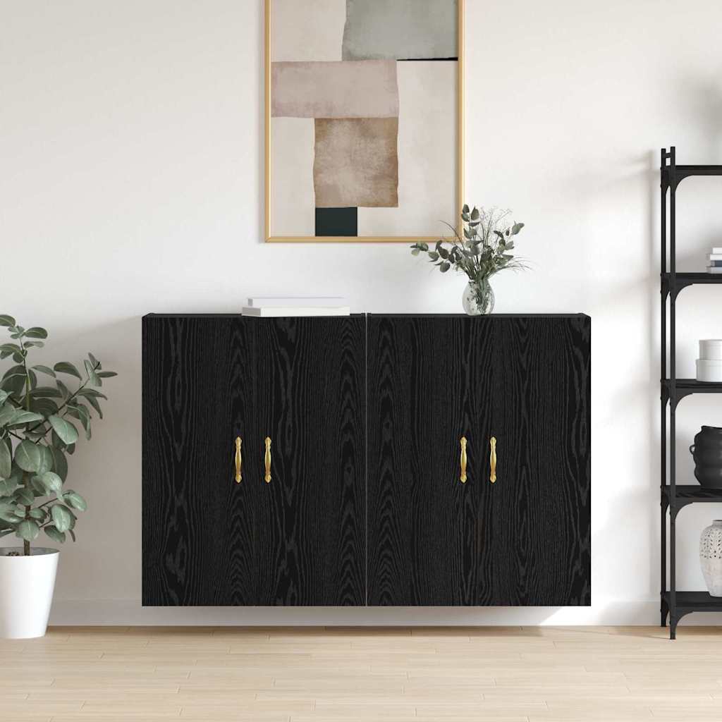 Veggskap Svart Eik 2 stk 69.5 x 34 x 90 cm