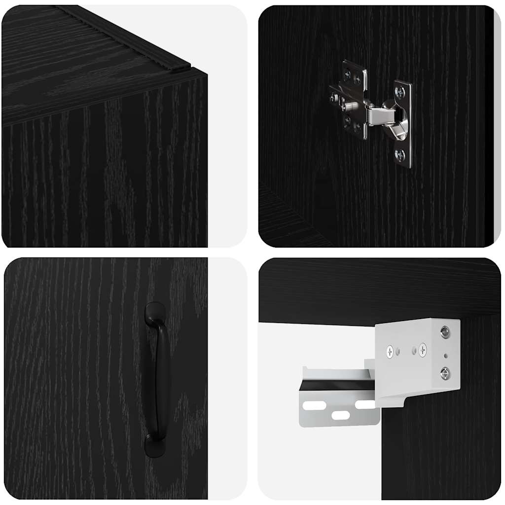Veggskap Svart Eik 2 stk 69.5 x 34 x 90 cm