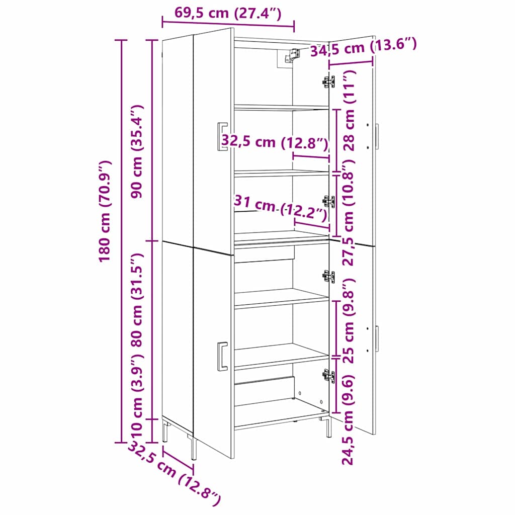 Skap Artisan Eik 69.5 x 34 x 180 cm