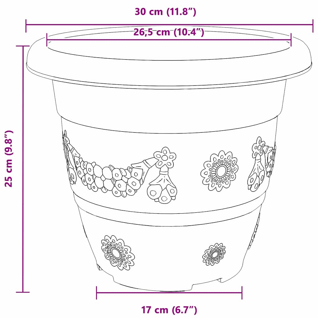 Rund Blomsterpotte 24 pcs Svart Ø 30 x 25 cm Plast