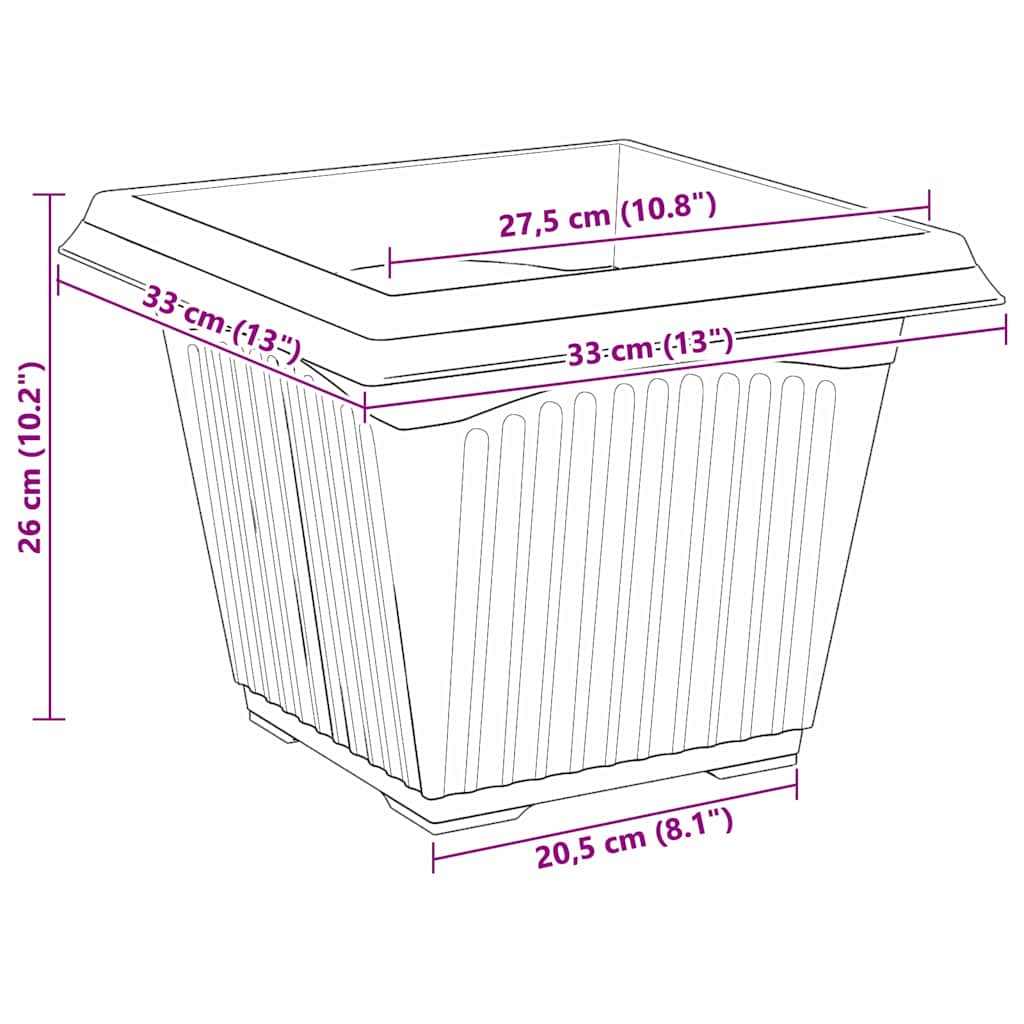 Plantepotter 6 pcs Svart 33 x 33 x 26 cm Plast