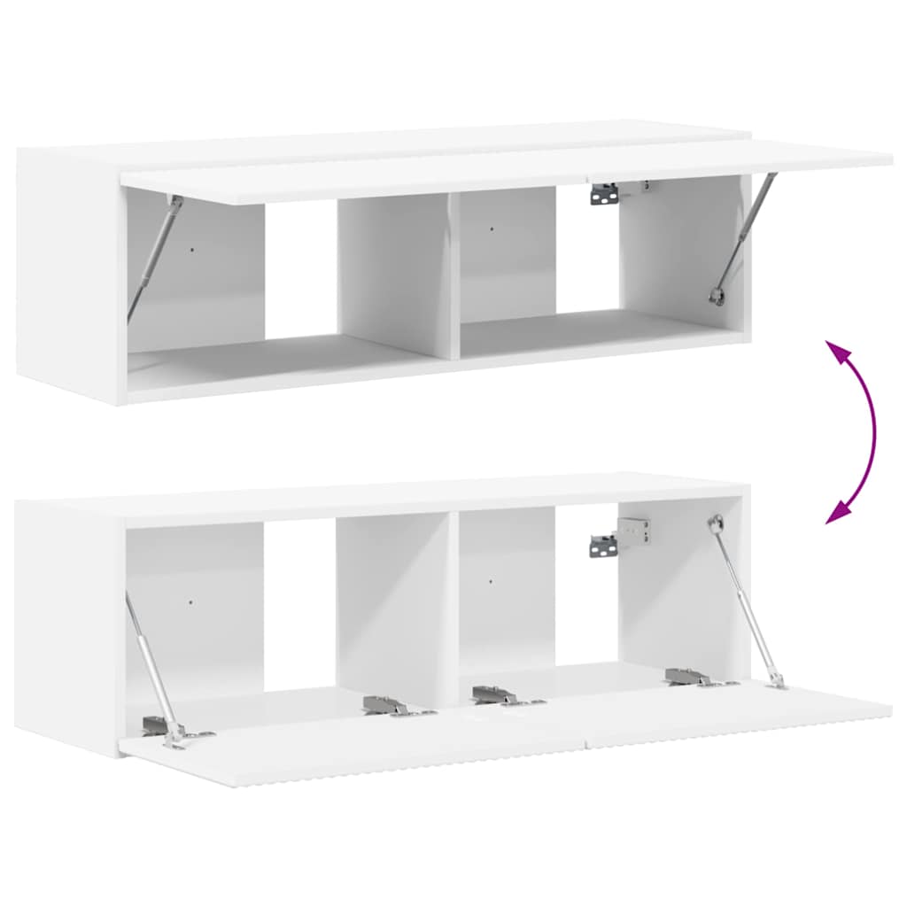 TV Veggskap Veggmontert Hvit 98 x 31 x 29,5 cm Konstruert tre
