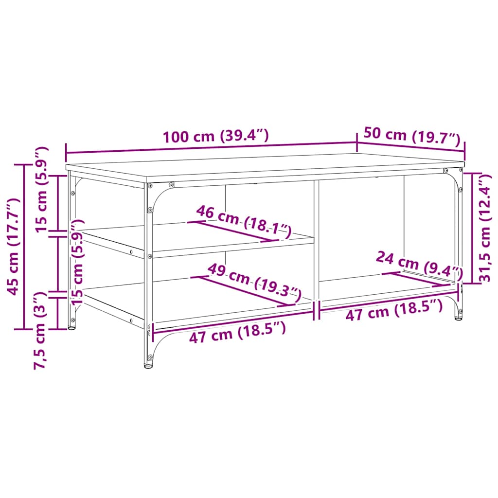 Salongbord Sofabord Artisan Eik 100 x 50 x 45 cm