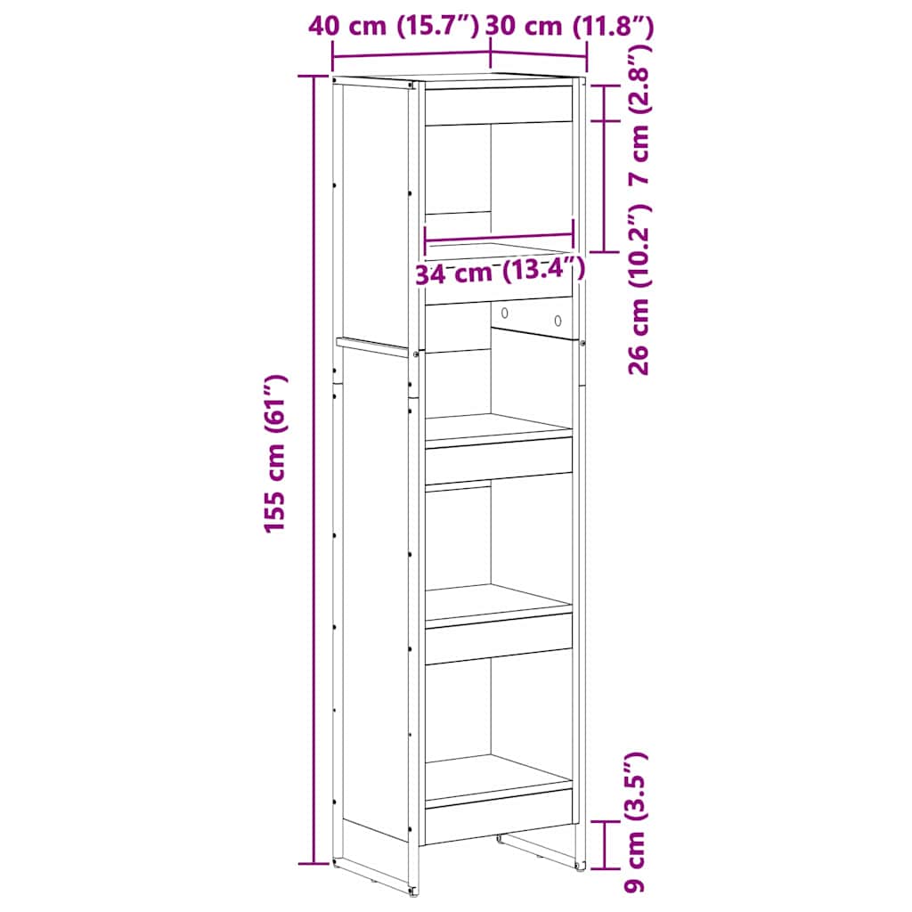 Bokhylle Gammelt Tre 80 x 30 x 155 cm