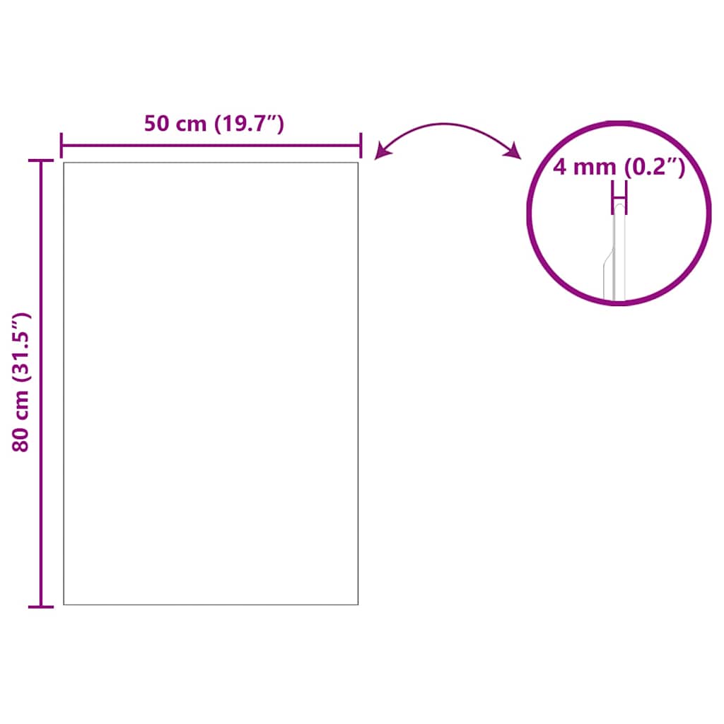 Veggspeil Rektangulær 50 x 80 cm herdet glass