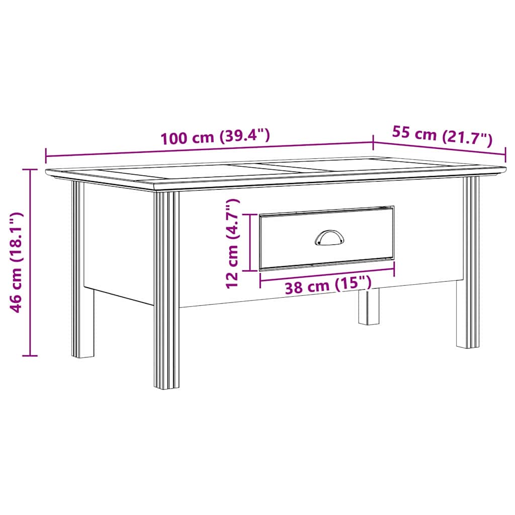 Salongbord Sofabord Brun BODO Honning Brun 100 x 55 x 45,8 cm