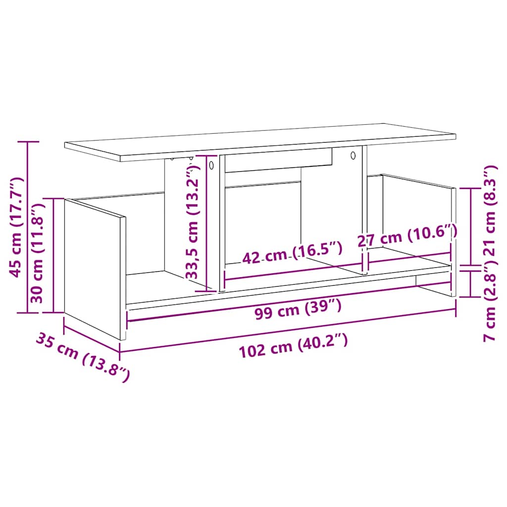 TV-Møbel Gammelt Tre TV-benk 102 x 35 x 45 cm