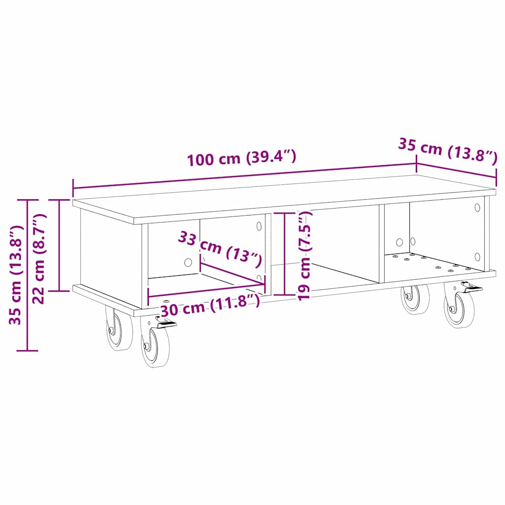 TV-Møbel Svart Eik TV-benk 100 x 35 x 35 cm