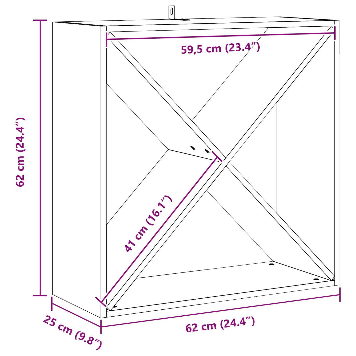 Vinhylle 2 pcs Hvit 62 x 25 x 62 cm Massiv furu
