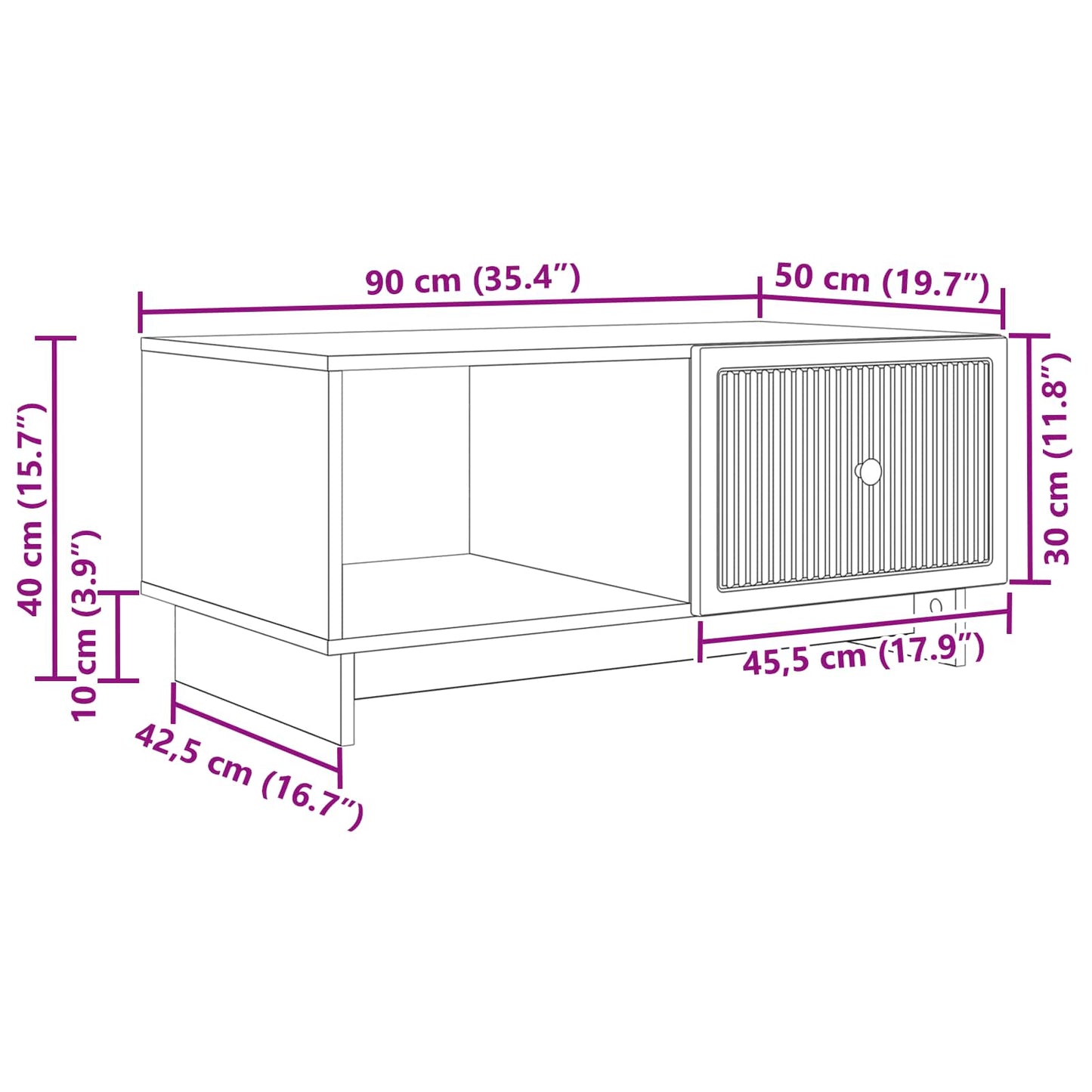 Kaffebord Artisan eik 90 x 50 x 40 cm Konstruert tre