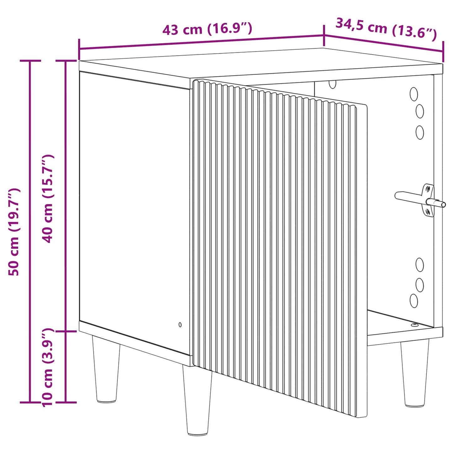 Nattbordskap Svart 43 x 34,5 x 50 cm Konstruert tre