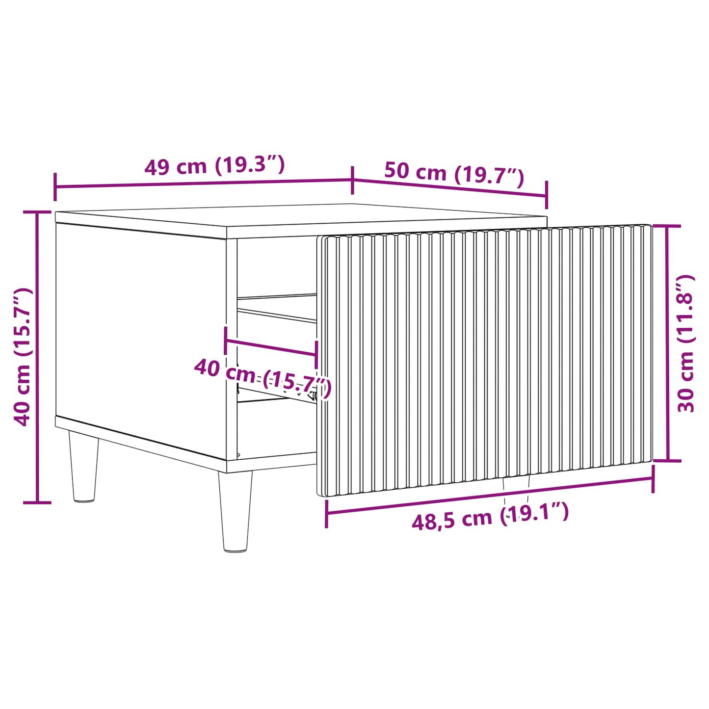 Kaffebord med skuff Gammelt tre 49 x 50 x 40 cm Konstruert tre