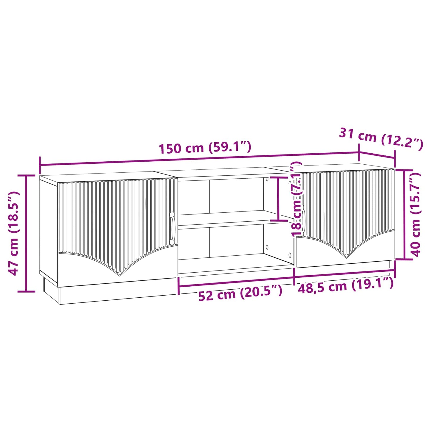 TV-skap Røkt Eik 150 x 31 x 47 cm Konstruert tre