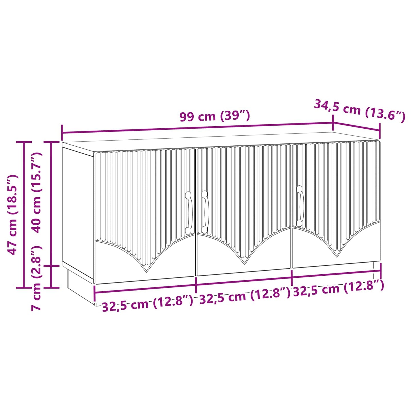 TV-skap Artisan eik 99 x 34,5 x 47 cm Konstruert tre