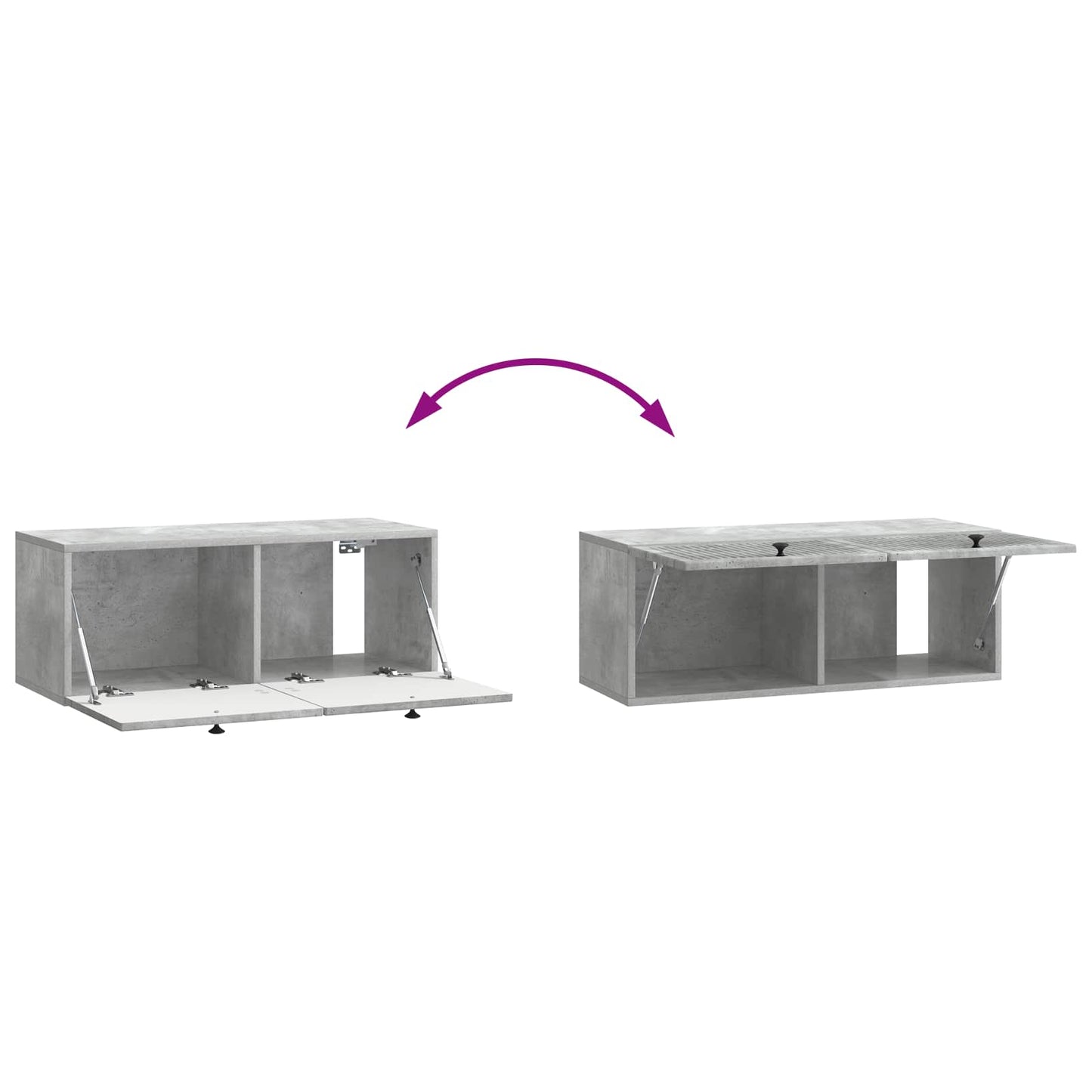 Vegghengt TV skap Betonggrå 78,5 x 31 x 30 cm Konstruert tre