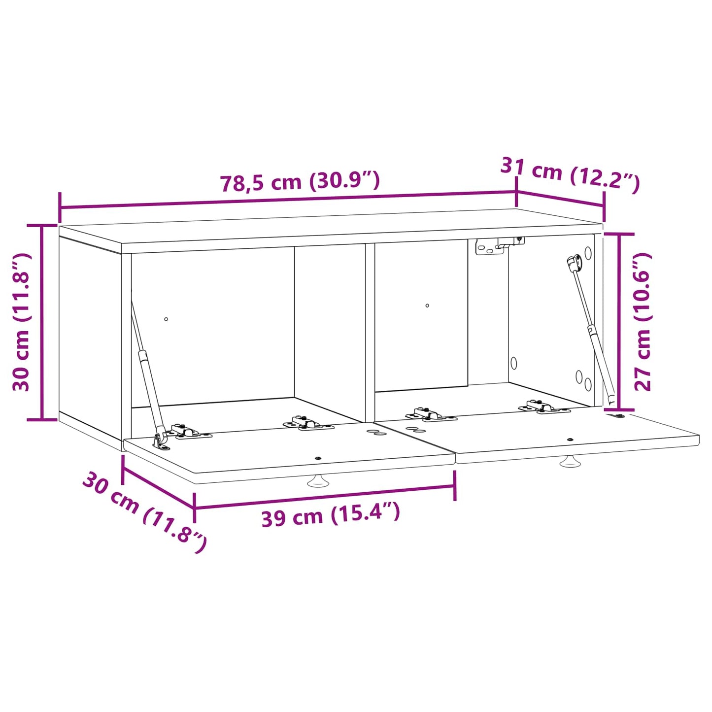 Vegghengt TV skap Gammelt tre 78,5 x 31 x 30 cm Konstruert tre