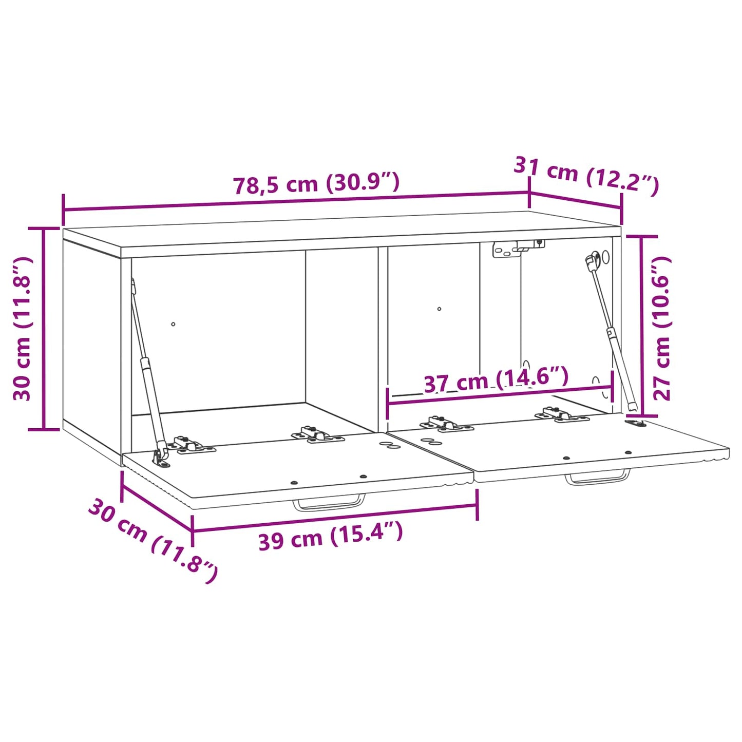 Vegghengt TV skap Artisan eik 78,5 x 31 x 30 cm Konstruert tre