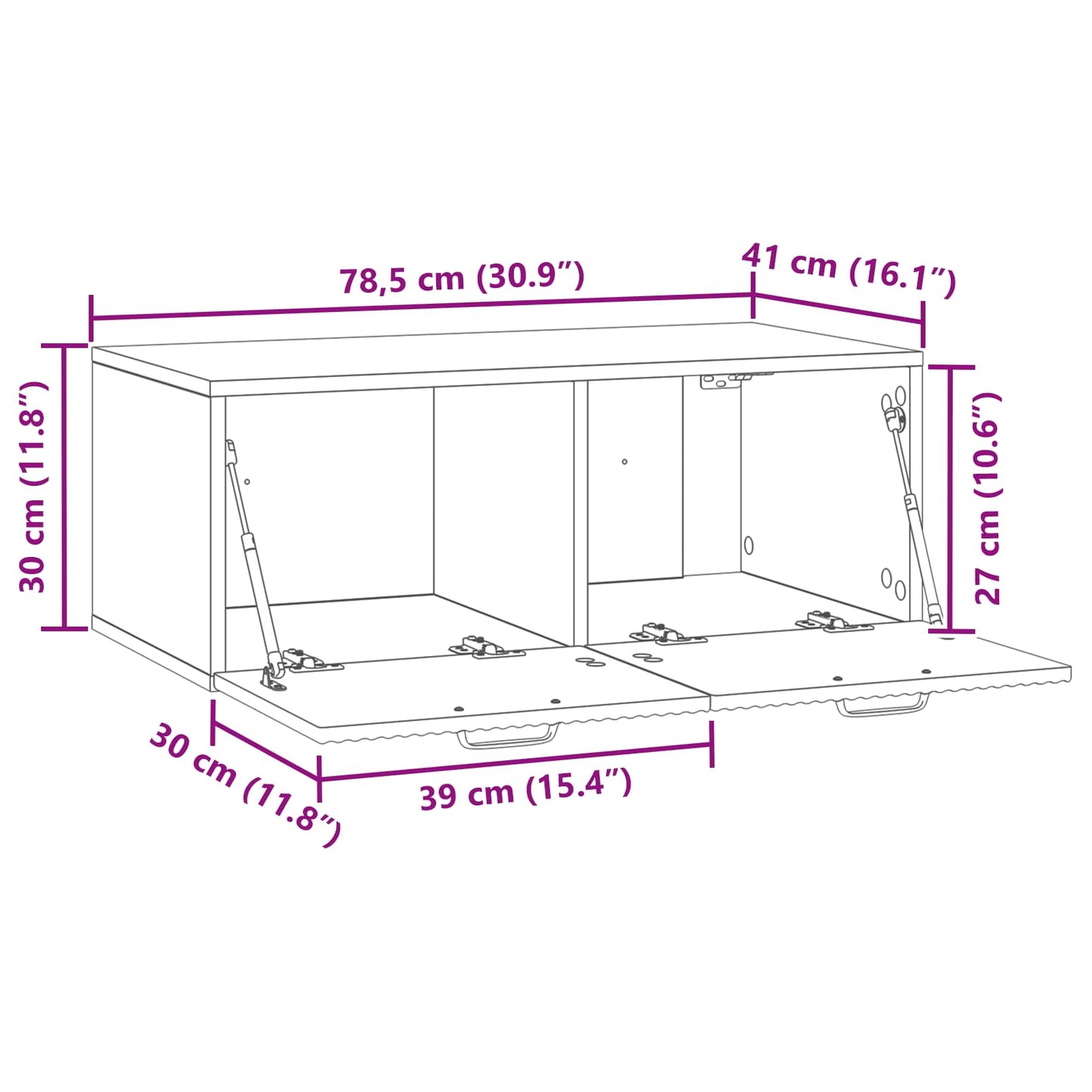 Vegghengt TV skap Artisan eik 78,5 x 41 x 30 cm Konstruert tre