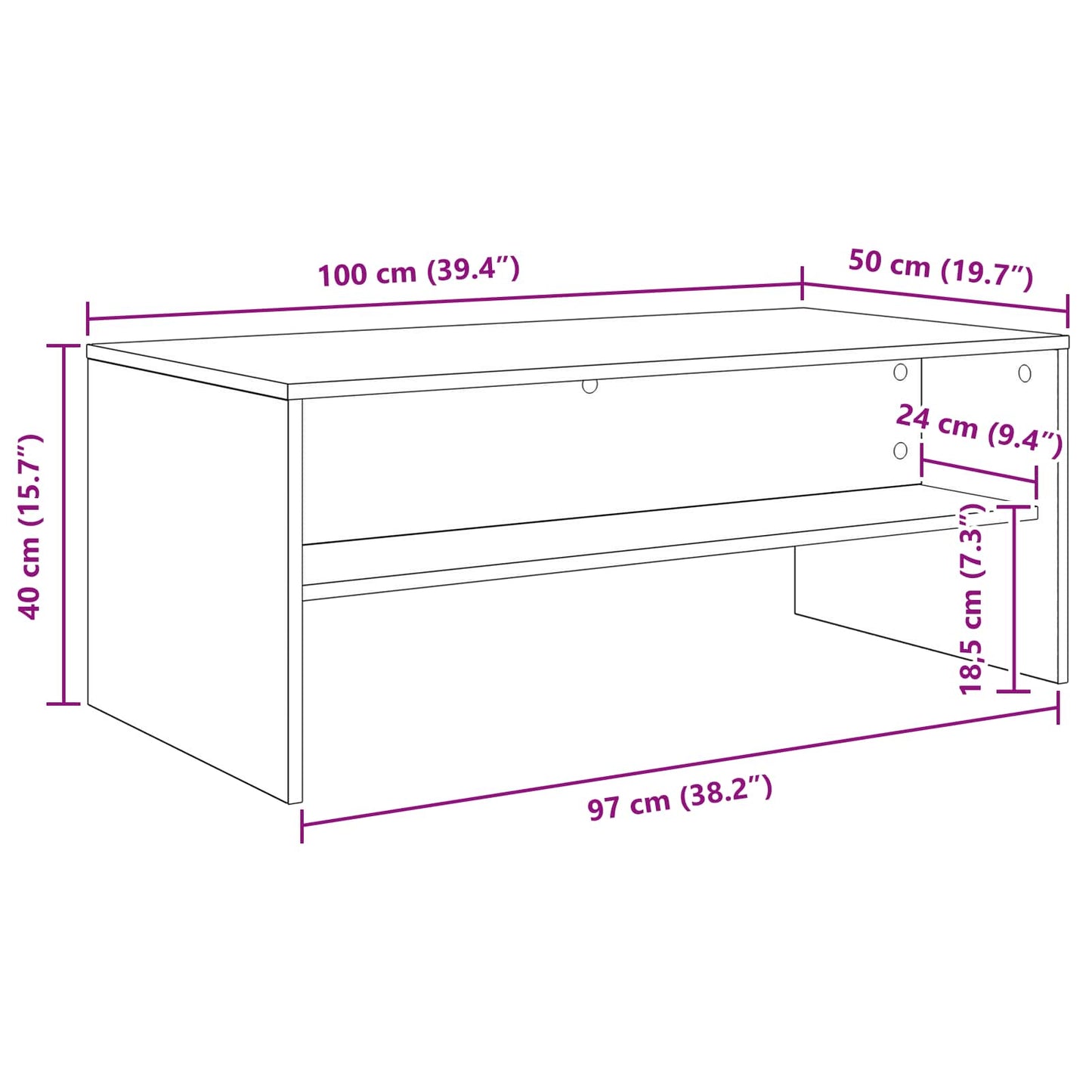 Salongbord Sofabord Gammelt Tre 100 x 50 x 40 cm