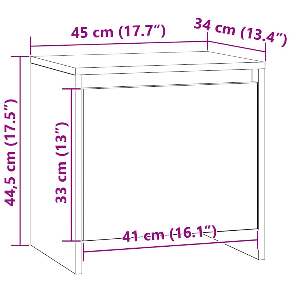 Nattbord Sengbord Gammelt Tre Nattbordskap 45 x 34 x 44,5 cm
